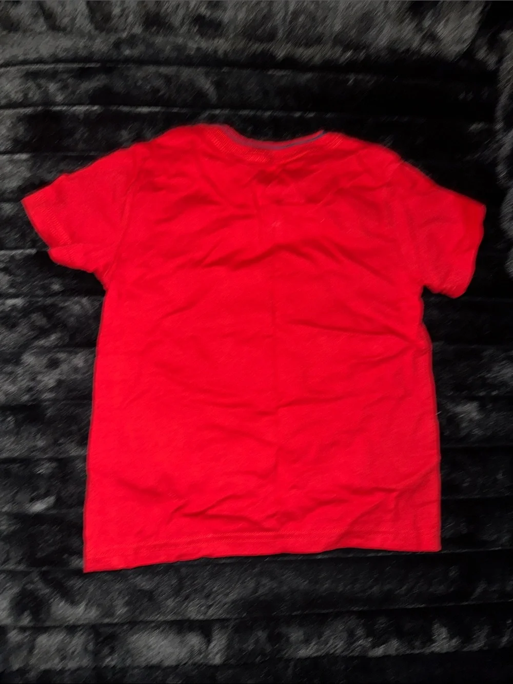 Ralph Lauren Red V-Neck Tee with Navy Polo Logo